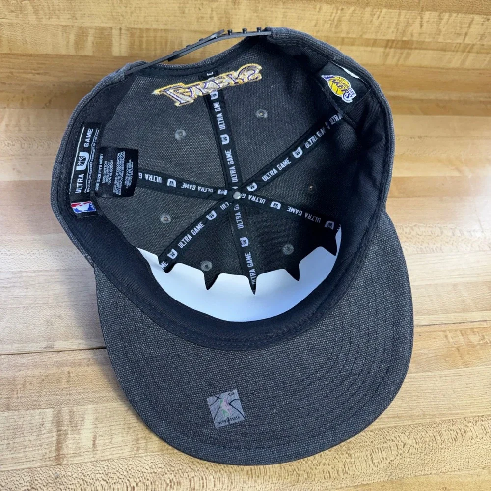 Ultra Game NBA Los Angeles Lakers Snapback Hat Charcoal Grey Embroidered Cap new